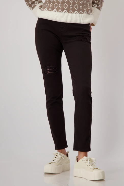 Monari Cozy Glamour jeansy damskie brązowe
