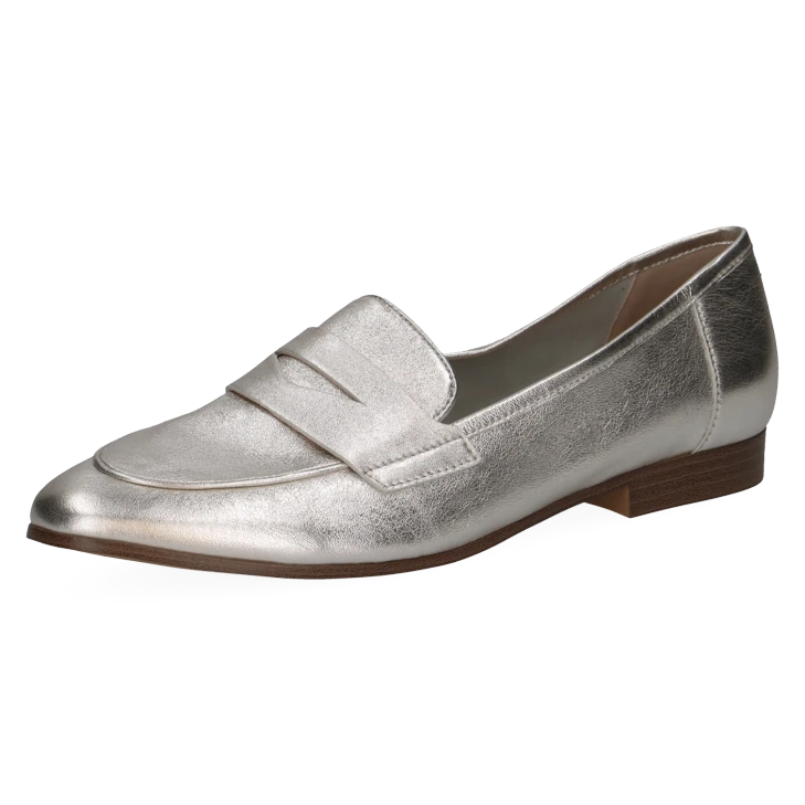 Srebrne loafersy damskie CAPRICE