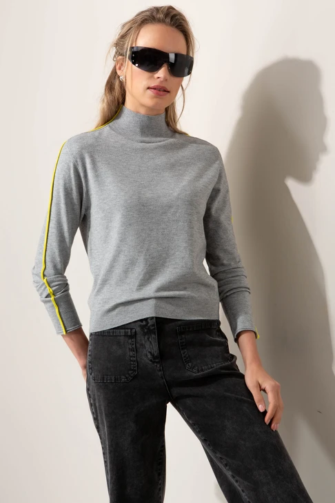 CATNOIR – damski sweter z dzianiny z mieszanki wiskozy, jasnoszary