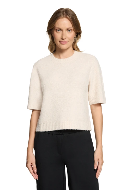BETTY & CO sweter damski beżowy krótki rękaw