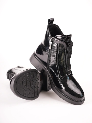 KARISMA – damskie czarne lakierowane buty do kostki (4)