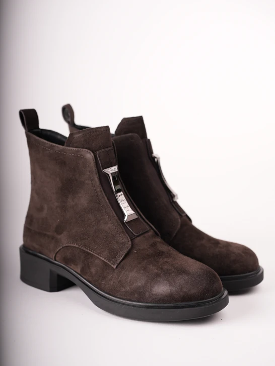 Buty damskie EPICA do kostek, brązowe, z zamszu