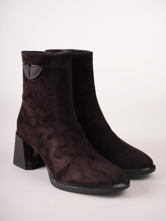 Buty damskie EPICA do kostek, brązowe, z zamszu