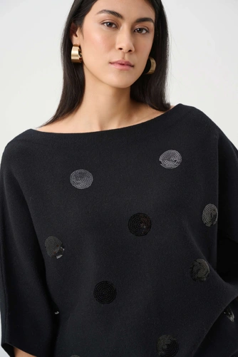 JOSEPH RIBKOFF – damski sweter w kolorze czarnym z cekinami (1)
