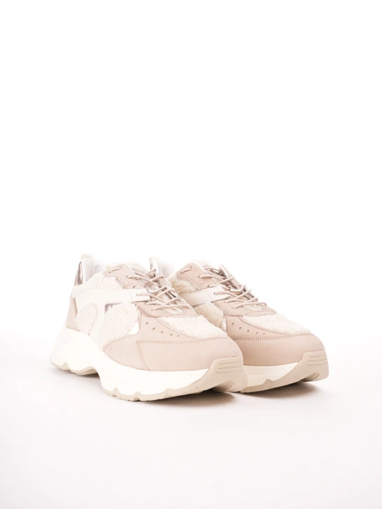 Damskie sneakersy HOGL ocieplane futerkiem w kolorze beżowym