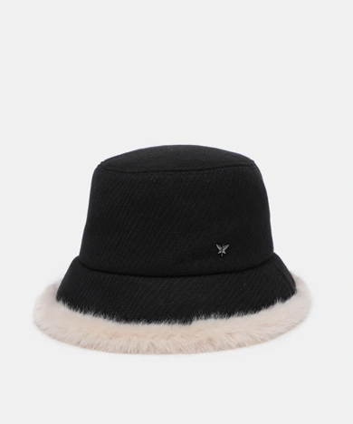 PEPE MOLL GORRO – damski kapelusz w kolorze czarnym z futrzaną lamówką PEPE MOLL GORRO – damski kapelusz w kolorze czarnym z futrzaną lamówką