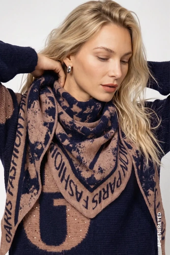 MONARI STUDIO BLUE – damski szalik w kolorze brązowo-niebieskim, z przędzy MONARI STUDIO BLUE – damski szalik w kolorze brązowo-niebieskim, z przędzy