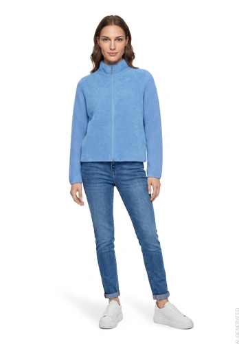 BETTY BARCLAY SO COSY damski sweter niebieski zapinany na zamek błyskawiczny (2)