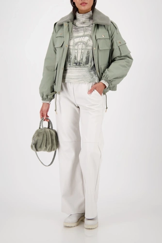 Wzorzysty sweter damski MONARI CITY STYLE w kolorze khaki (3)