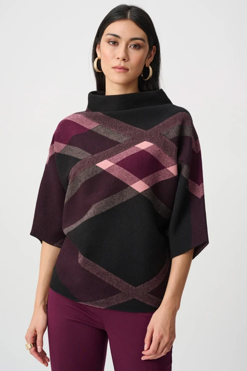 JOSEPH RIBKOFF – damski sweter w kolorze czarnym z kolorowym wzorem