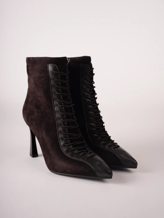 Buty damskie EPICA do kostek, brązowe, z zamszu