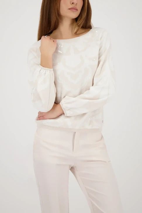 MONARI LIGHT LUXURY sweter damski beżowy z cekinami