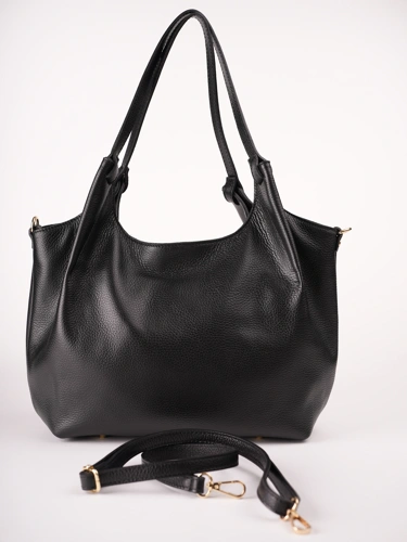 GROSSO BAG – damska torebka skórzana, czarna (1)