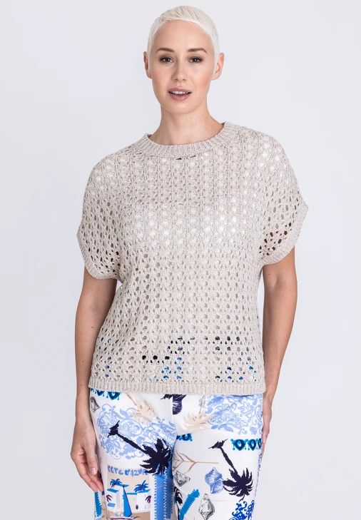 Beżowy sweter damski z dzianiny TUZZI BEACH