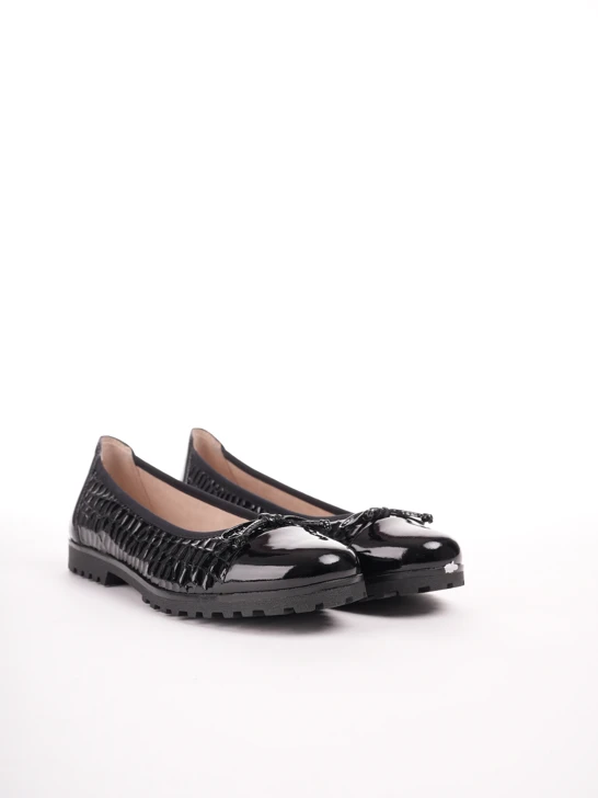 CAPRICE baleriny damskie croco lacquer czarne