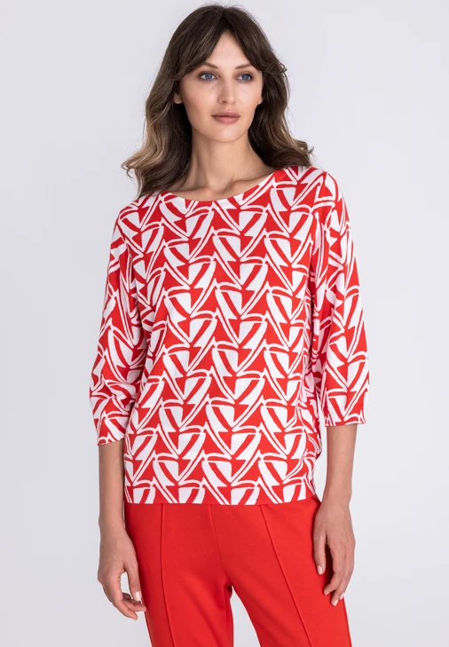 Sweter damski TUZZI COLLEGE czerwono-biały