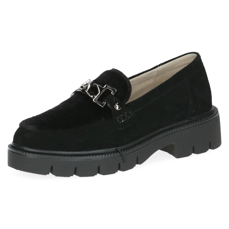 Czarne zamszowe loafersy Caprice