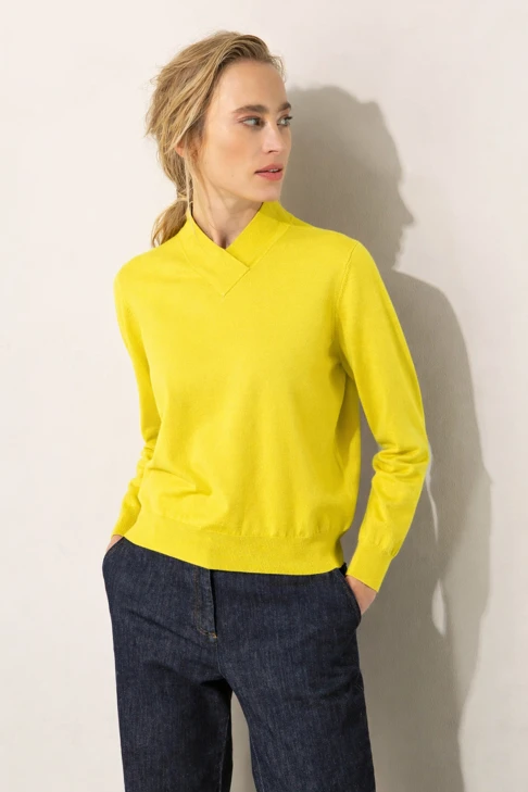 CATNOIR damski sweter z mieszanki wiskozy w kolorze limonkowym