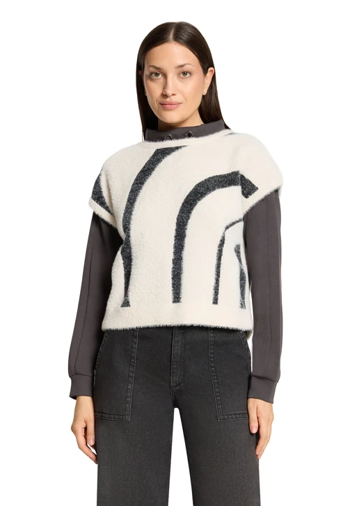 BETTY & CO – damski sweter w kolorze białym z krótkim rękawem