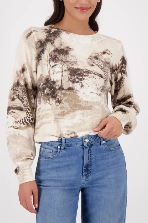 Damski sweter MONARI CAPE TOWN beżowy z dżetami