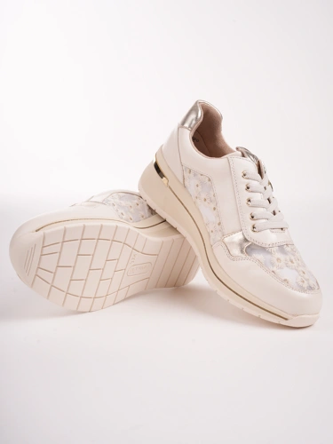 Siatkowe sneakersy damskie CAPRICE w kolorze beżowym (4)