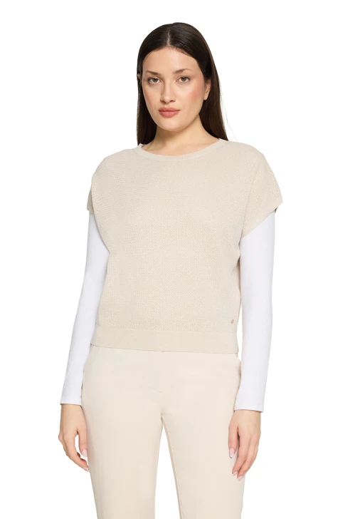 BETTY & CO damski beżowy sweter z lureksem