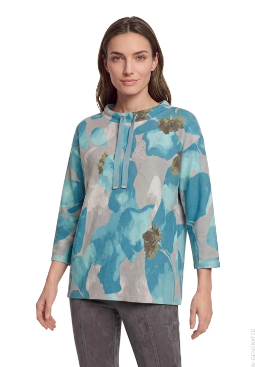 BETTY BARCLAY damska bluza w kolorze niebieskim z kryształkami
