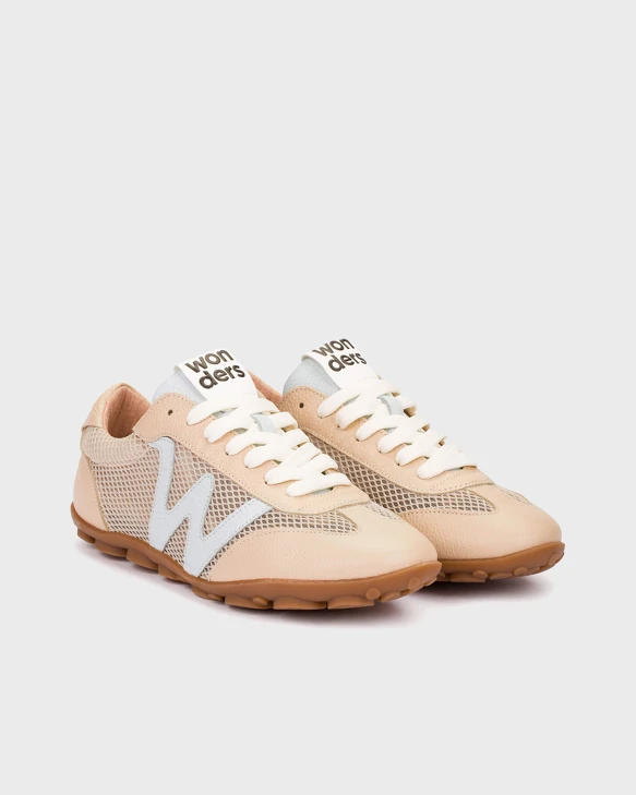 Beżowo-niebieskie sneakersy damskie WONDERS z siateczki