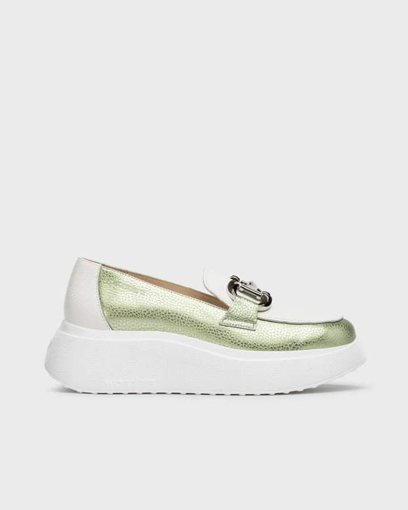 Zielone loafersy na platformie WONDERS