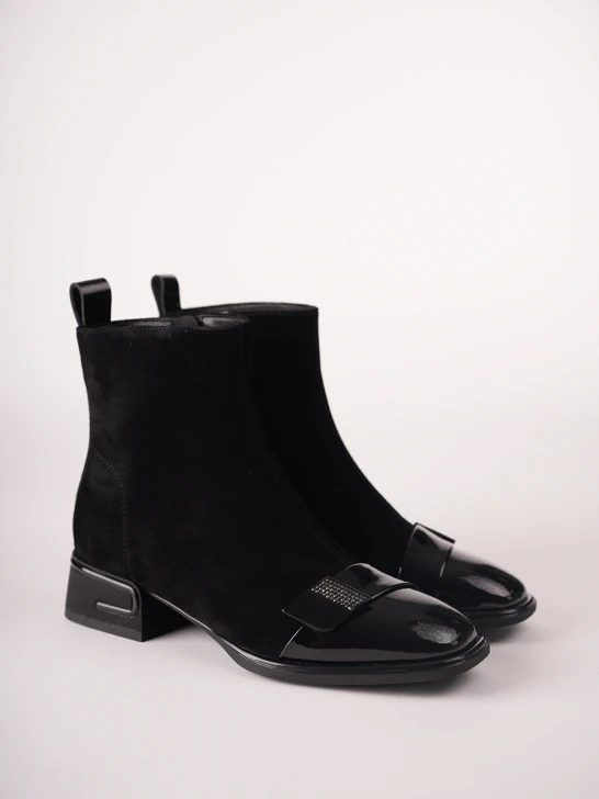 Buty damskie EPICA do kostek, czarne, zamszowe