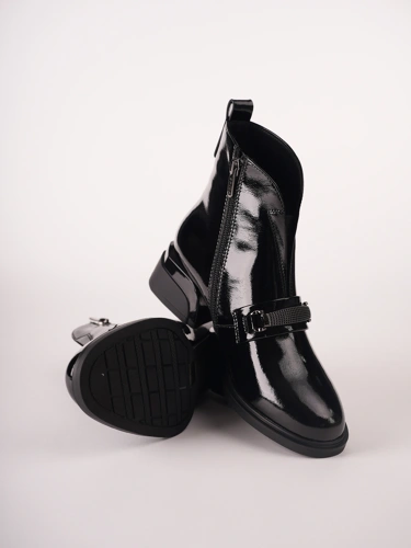 Buty damskie EPICA do kostek, czarne, z lakowanej skóry (4)