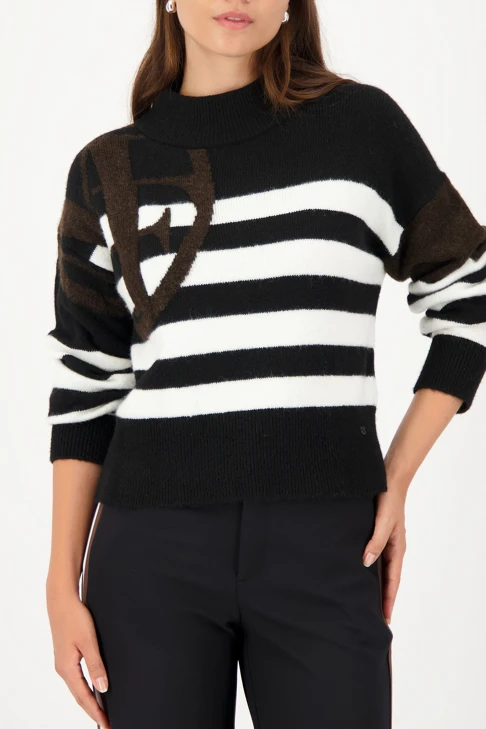 MONARI FASHION CONTRASTS damski sweter w czarno-białe paski