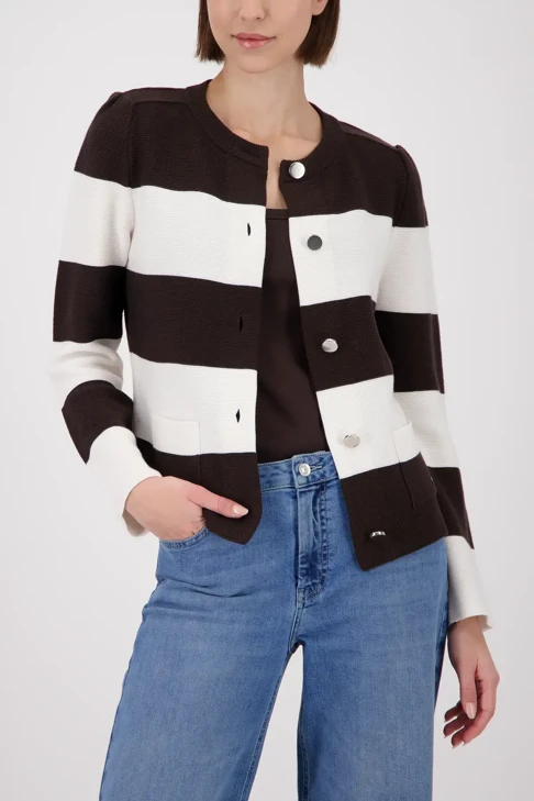 MONARI CAPE TOWN sweter damski brązowo-biały z guzikami