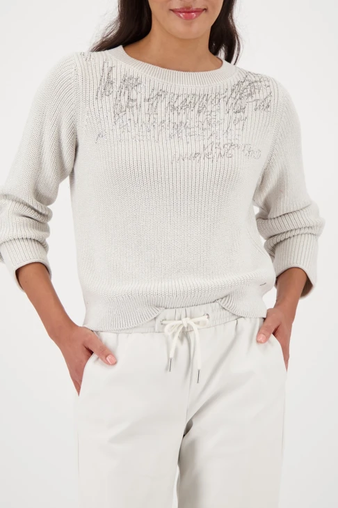 MONARI CITY STYLE sweter damski szary z dżetami