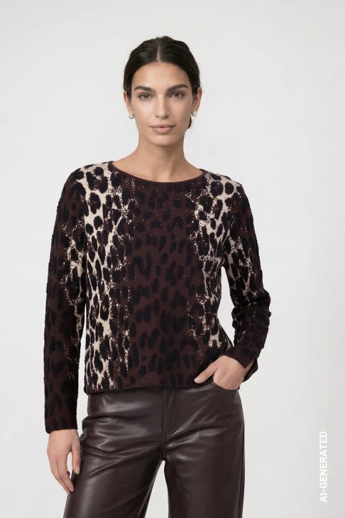 MONARI FASHION SHOW – damski sweter w panterkę
