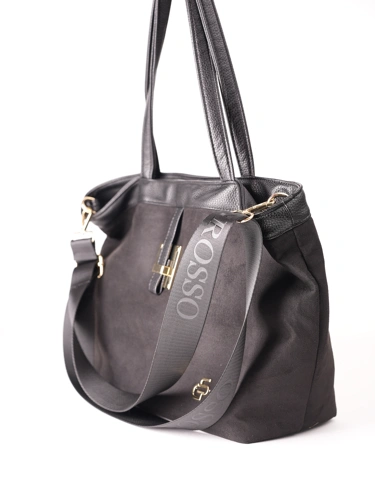 GROSSO BAG – damska torebka skórzana, czarna (2)