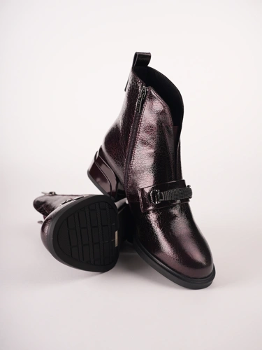 Buty damskie EPICA do kostek, w kolorze bordowym, z lakierowanej skóry (4)