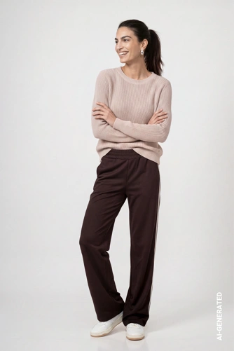 MONARI FASHION SHOW – damski sweter z lureksu w kolorze beżowym (4)