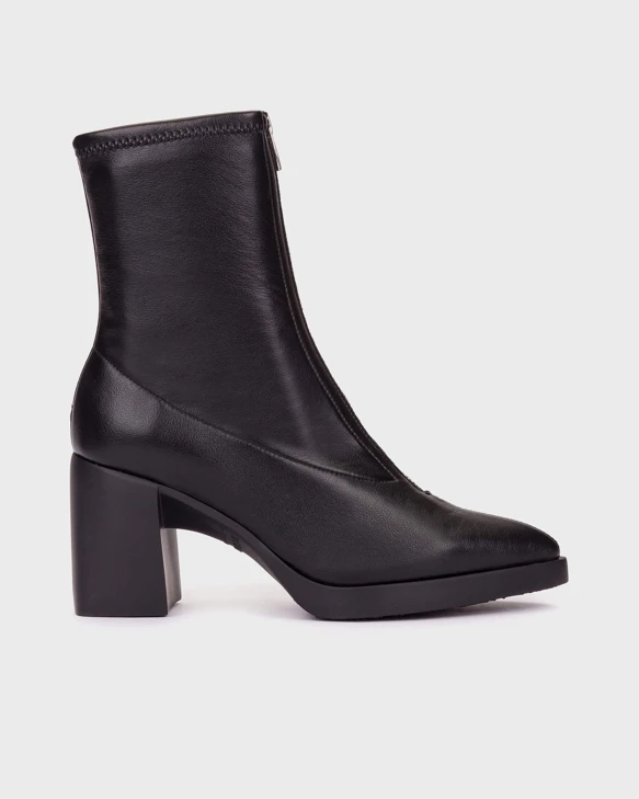 WONDERS damskie buty do kostki z zamkiem z przodu, czarne