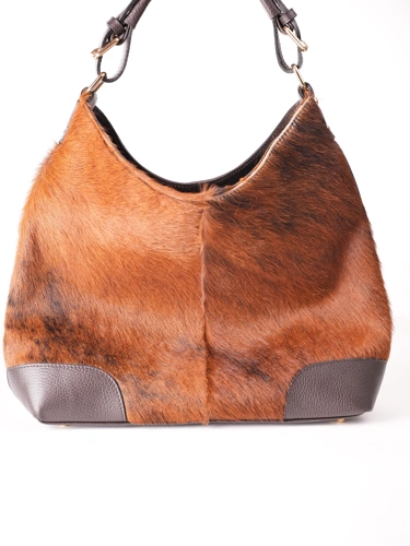 GROSSO BAG dámská kabela kožená hnědá zvířecí vzor