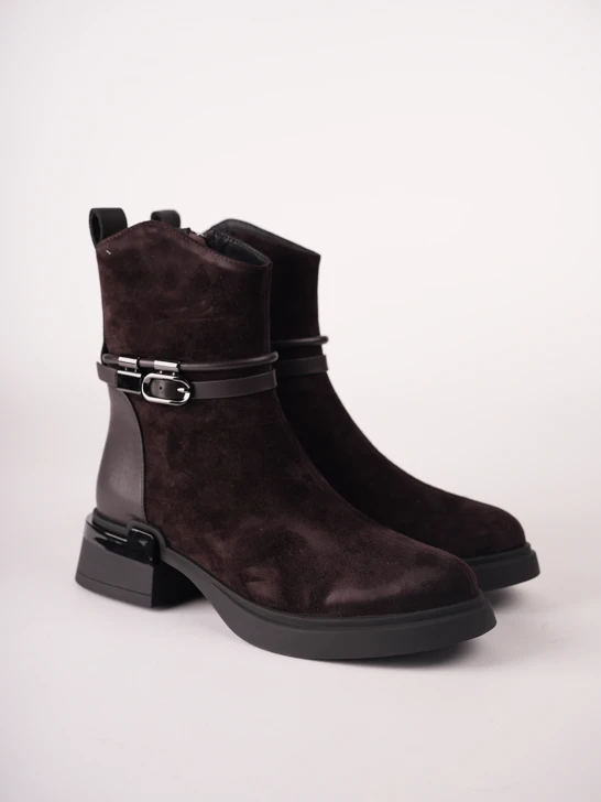 Buty damskie EPICA do kostek, brązowe, z zamszu