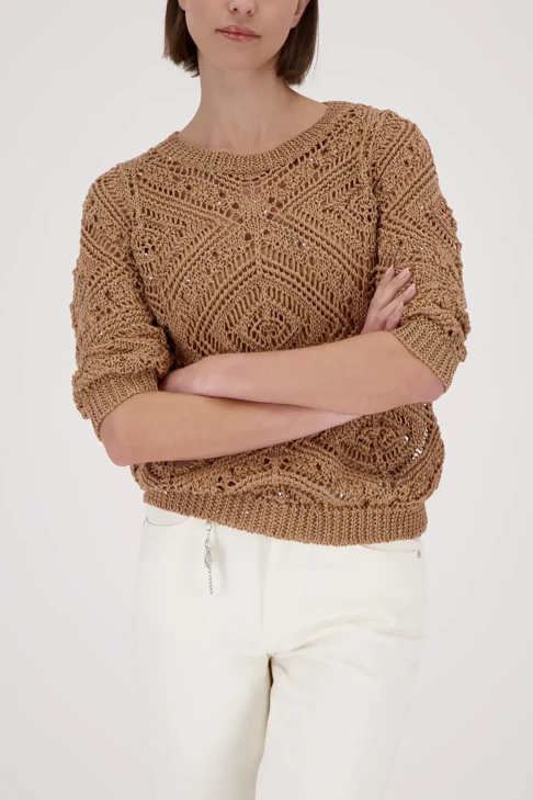 Brązowy sweter damski z dzianiny MONARI VIVA ITALIA