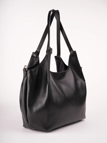 GROSSO BAG – damska torebka skórzana, czarna (2)