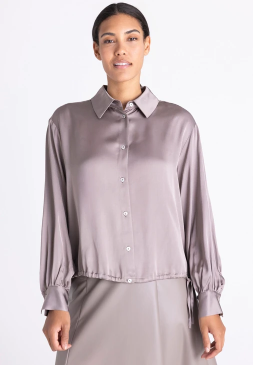 TUZZI WHITE damska bluzka koszulowa w kolorze taupe