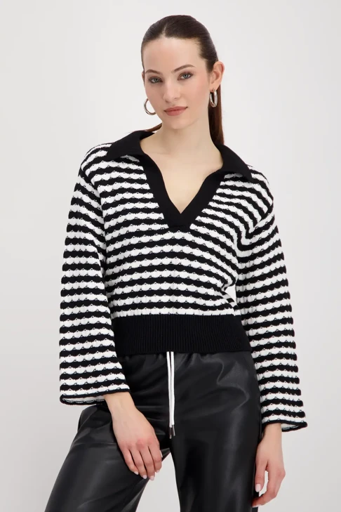 MONARI TOKYO sweter damski czarno-biały